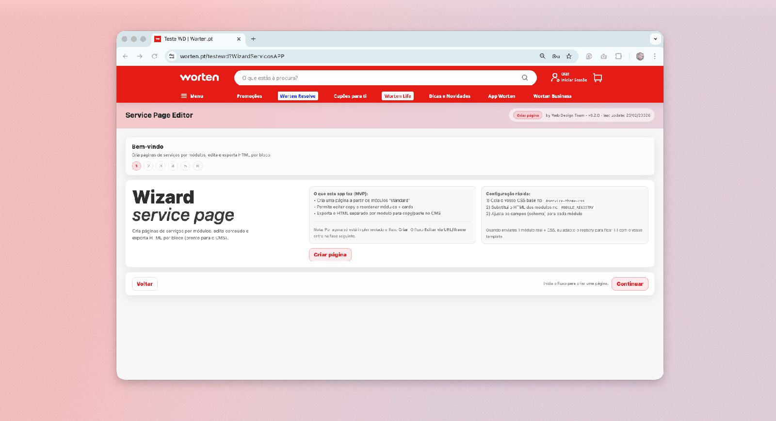 Wizard Services Pages Creator