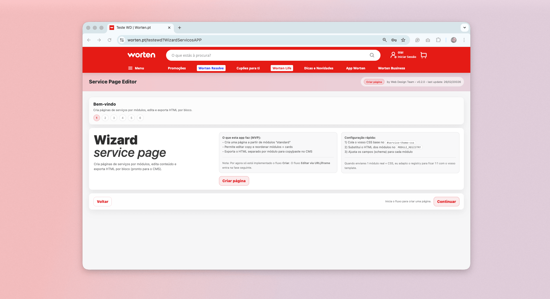 Wizard Services Pages Creator