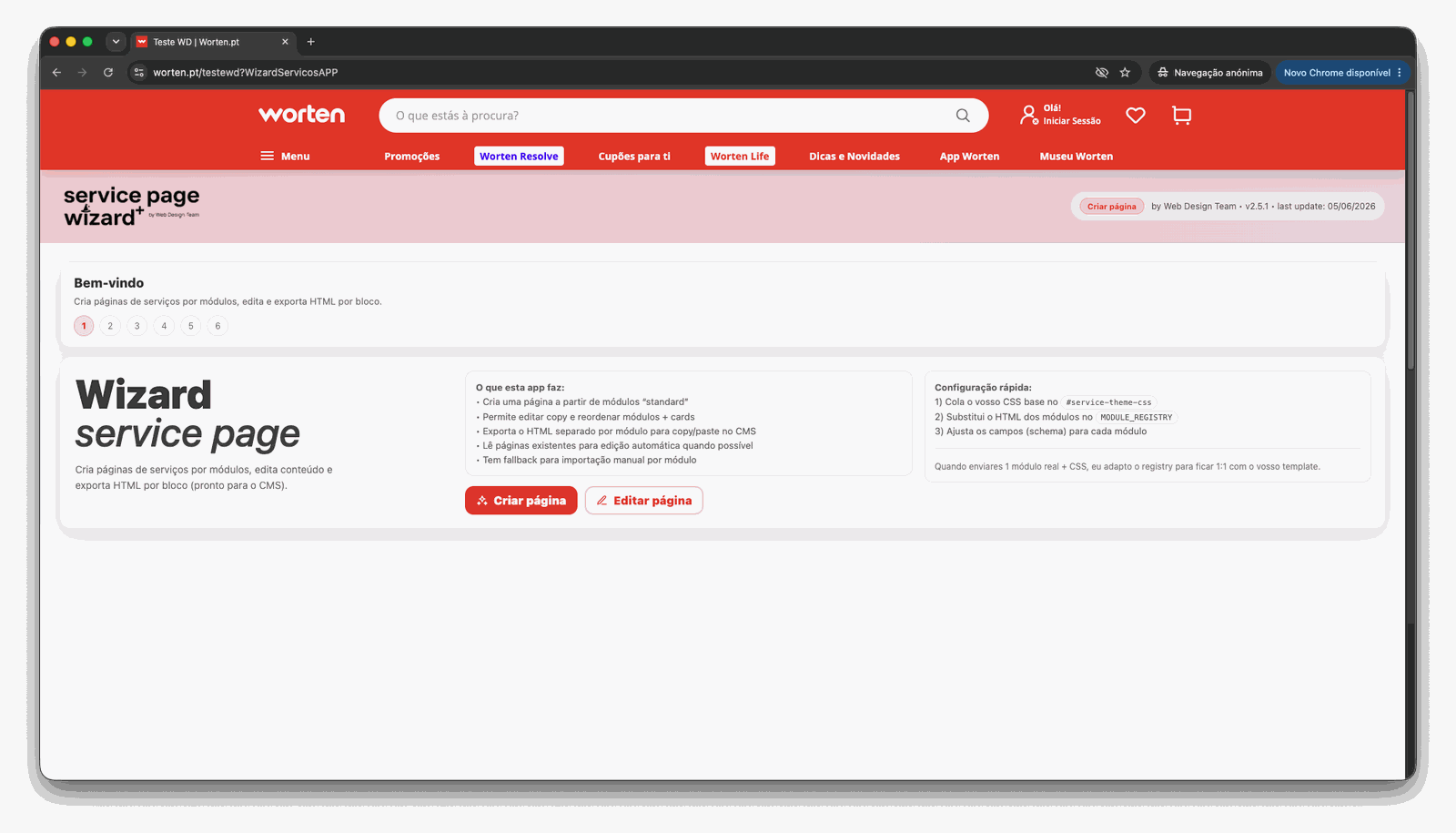 Wizard Services Pages updates